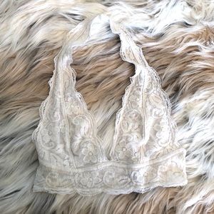 UO White Lace Halter Bralette